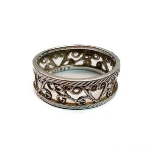 925 Sterling Silver Filigree Ring Band Size 7